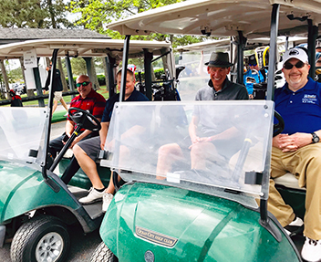 Beebe Healthcare team members participate in the Michael A. Ruddo Golf Invitational. Pictured left to right, Paul Pernice, CFO, Justen Albright, Financial Analyst, Beebe Medical Foundation, Bruce Leshine, General Counsel, and Rick Schaffner, RN, Interim C