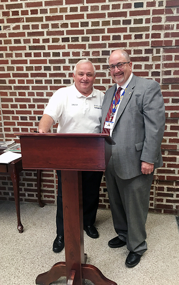 Robert Stuart, Sussex County EMS Director, Rick Schaffner, Beebe Healthcare Interim CEO, Executive Vice President & COO, pose for a photo after Sussex County Council approved a pilot program with a goal of reducing hospital readmissions for patients with 