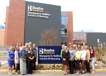 The Margaret H. Rollins School of Nursing faculty poses with members of the Beebe Medical Foundation after the announcement of the Ma-Ran Foundation’s gift of the $1.1 million Margaret H. Rollins Endowment Fund for faculty to pursue advanced degrees and p