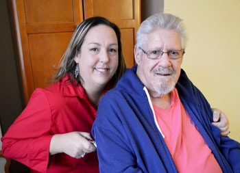 Tera Fazal and her grandfather H. Richard Valentine enjoy time together following his Micra pacemaker procedure.